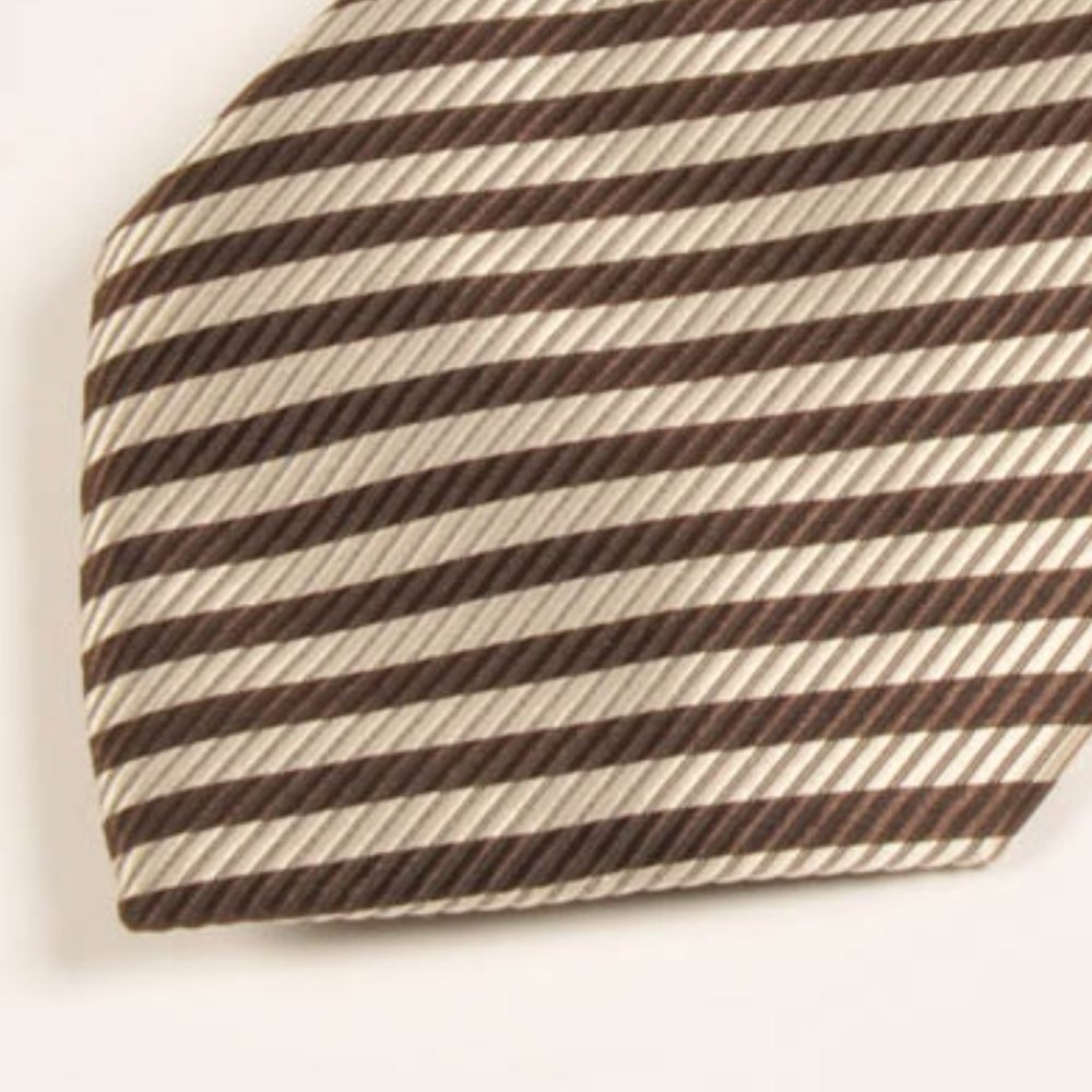 Armani Designer diagonal striped gold and brown Tie hand made in italy {Mint} - Picture 6 of 7